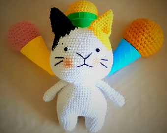 Gatto fatto a mano Kitty Gatto all'uncinetto Peluche Ragazzo bambola Bambola ragazza Bambola in vendita Bambola per bambini Grande bambola Giocattolo infantile Gatto gattino all'uncinetto Decor Cat