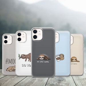 Lazy Sloth Phone Case - Cute Animal  Art Cover fit for iPhone 14 Pro, 13, 12, 11, X, Xr 8+, 7 & Samsung S21, A50, A51, Huawei P20, P30