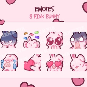 Pink Bunny Emotes 8-Pack (Twitch/Discord)