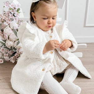 Ecru coat, Baptisma coat, Christening coat, Baptism coat, Winter coat, Fall coat, Fleece baby coat, LEA zdjęcie 2