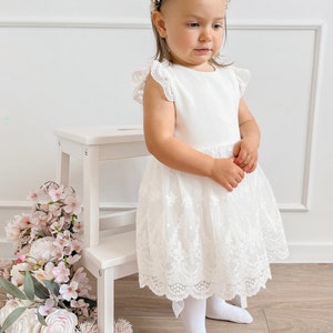 Couronne de fleurs blanche, beige et dorée, couronne de première communion image 5