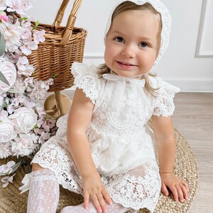 Sukienka do chrztu ecru, sukienka do chrztu, sukienka ecru z koronką, sukienka niemowlęca ARLETA image 9