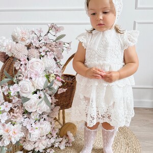 Sukienka do chrztu ecru, sukienka do chrztu, sukienka ecru z koronką, sukienka niemowlęca ARLETA image 4