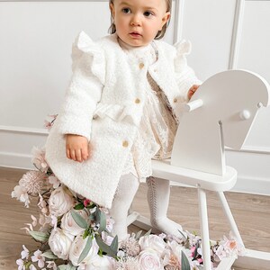 Ecru coat, Baptisma coat, Christening coat, Baptism coat, Winter coat, Fall coat, Fleece baby coat, LEA zdjęcie 10