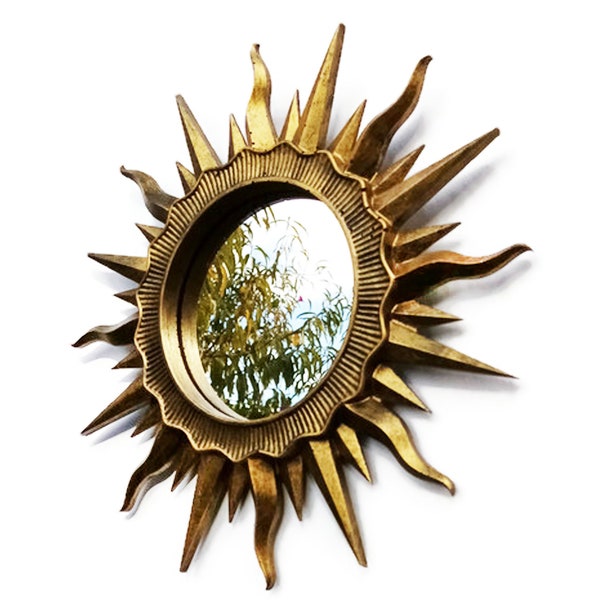 Зеркало Круглое Солнце - Зеркало для макияжа - Идея подарка в стиле арт-деко из бронзовой смолы