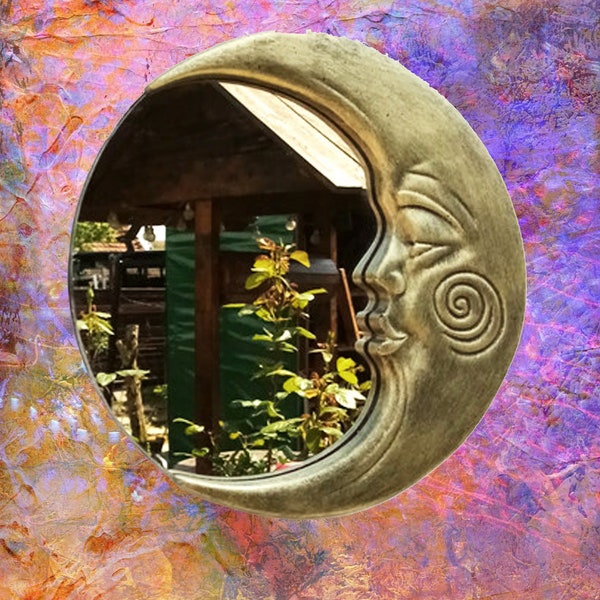 Moon mirror, Celestial mirror, crescent moon mirror, moon mirror, mirror , resin mirror patio mirror art Nouveau mirror