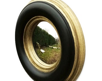 The Witch's Eye mirror | Convex mirror | Wall mirror | Wall Decor | Round mirror | Mirror in black and gold frame | Wall Decoration |