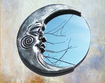 Moon mirror, Celestial mirror, crescent moon mirror, moon mirror, mirror , resin mirror patio mirror art Nouveau mirror