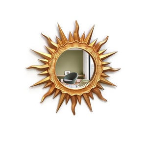 Mirror Round Sun -Makeup Mirror- Golden Resin Art Deco Style Gift Idea