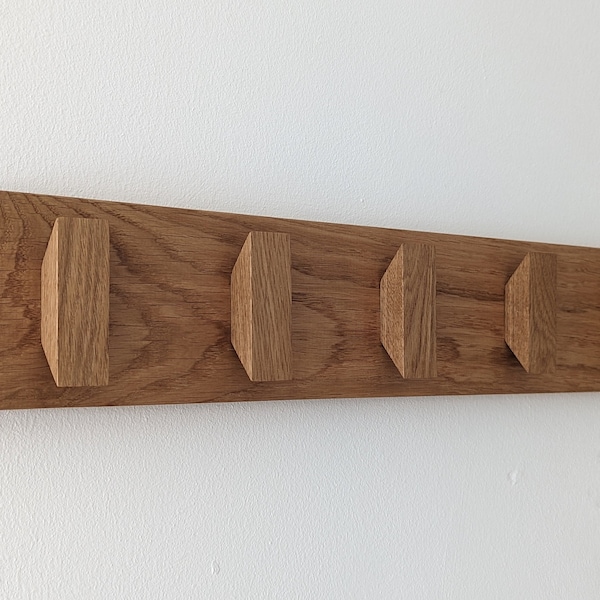 Solid Oak Coat Hooks, Wooden Coat Rack, Scandi Coat Pegs