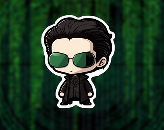 Cute Neo Matrix Sticker, Keanu Reeves Sticker