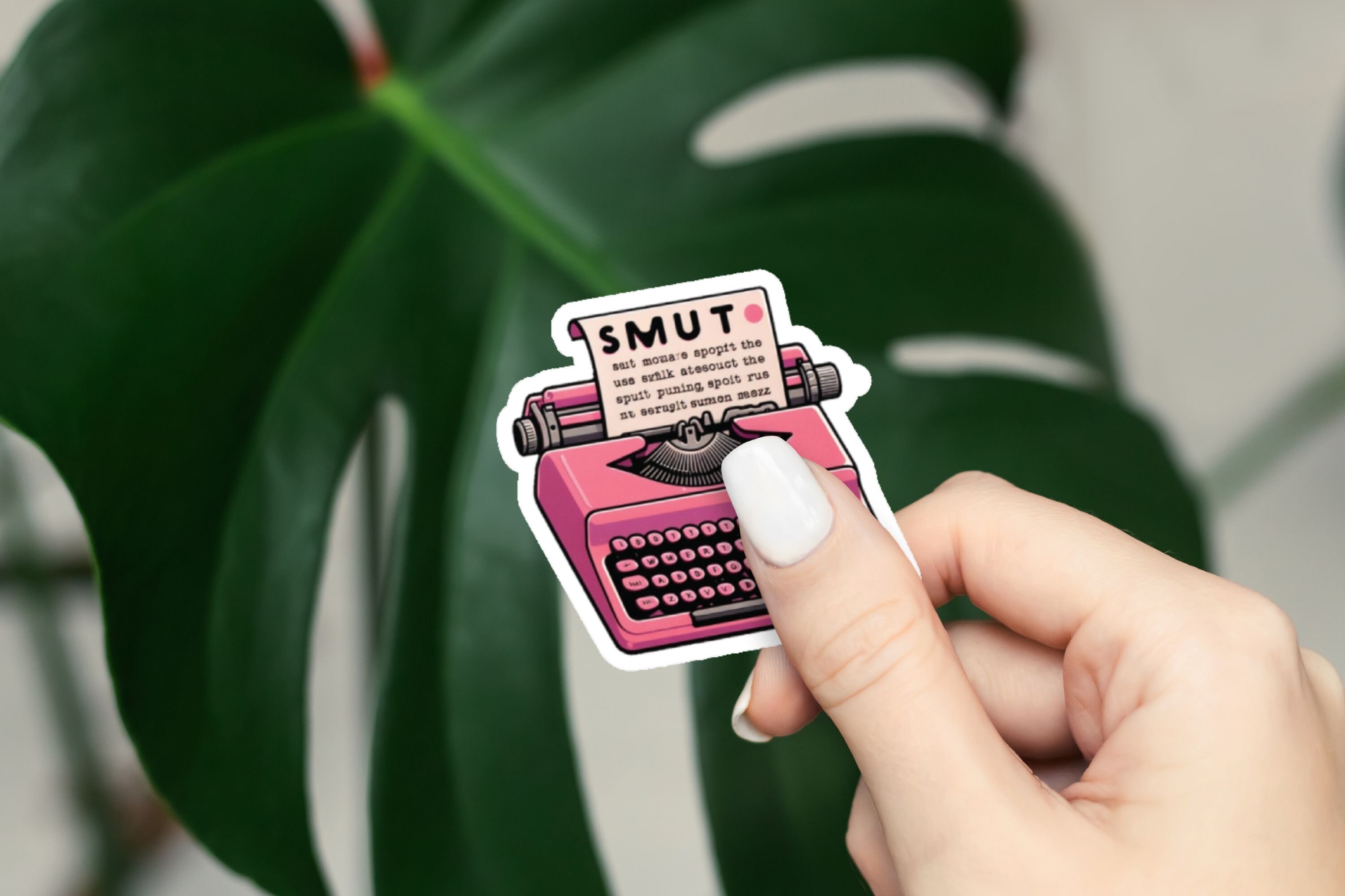SMUT Pink Typewriter Sticker, Book Sticker, Reading Sticker, Bookish Sticker, Book Gifts