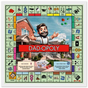 Arte murale ispirata al Monopoli di Dad Life - Regalo per la festa del papà, regalo di compleanno - Regalo per il papà / Compleanno del papà / Regalo per lui