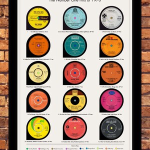 Regalo per il 55° compleanno, stampa musicale del 1970, nato nel 1970, hit degli anni '70, idea regalo per papà, mamma, amico, marito, moglie, decorazione da parete in vinile vintage.