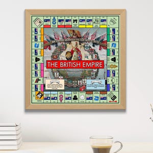 Stampa artistica da parete ispirata al Monopoli dell'Impero britannico, 12x12 o 16x16, con o senza cornice, regalo per gli appassionati di storia / regalo per lui