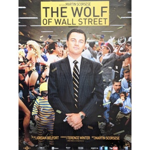 Oryginalny plakat filmowy Wilk z Wall Street Wystrój kina Autentyczna sztuka ścienna z filmu Retro plakat filmowy Oryginalny wystrój filmowy Wydruk