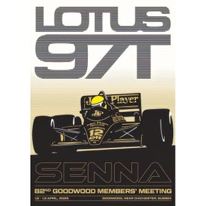 Póster original de Lotus Ayrton Senna Póster de coche Impresión de coche auténtica Decoración Museo Póster de coche Arte de pared