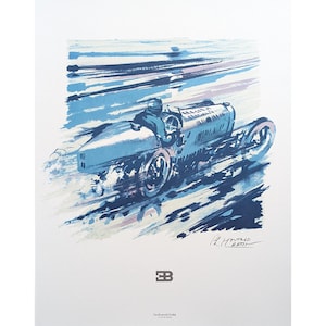 Bugatti vintage lithograph   Car Poster Authentic Car Print Decor Museum Car Poster Wall Art