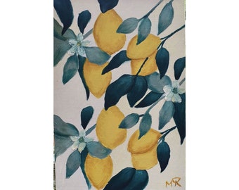 Lemon tree Oil Painting, Original Still Life Oil Painting , Kitchen painting, Kitchen Art,Still Life Art Painting, fruit art, lemon painting