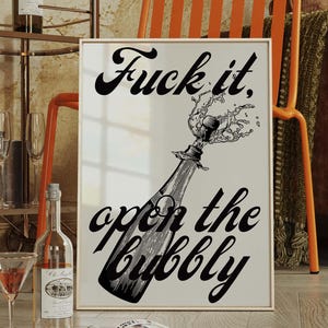 Retro Champagne Art Print: Funny Bar Cart Poster (Digital Download)