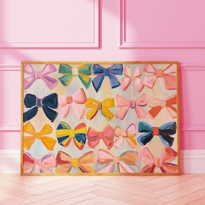 Bedroom Decor For Teens | Pink Bow Painting | Printable Wall Art | Girls Room Decor | Preppy Wall Art | Girls Nursery Art | Digital Prints