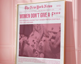 Funny Pink Newspaper Wall Art - Life Is Better In Pink High Heel Poster For Girly Bedroom Decor 8x10 Inch