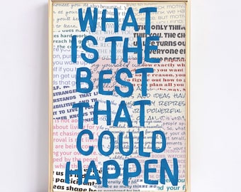 What Is The Best That Could Happen Physical Print Blue Wall Art Trendy Art Retro Print Preppy Wall Art Prints Newspaper Retro Funky Decor
