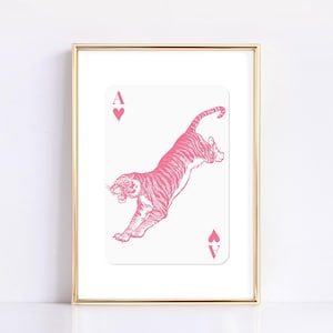 Tiger Print Preppy Tiger Art Print Printable Wall Art Digital Download Vintage Tiger Print Retro Wall Art Wall Art Print Vintage Tiger Pink