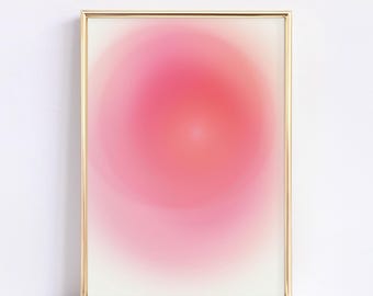 Pink Aura Physical Print Aesthetic Wall Art Retro Abstract Colorful Gradient Poster Girly Apartment Decor Dorm Decor for College Girls Cute