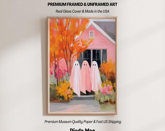 Pastel Halloween Ghost Print: Spooky Cottagecore Fall Decor