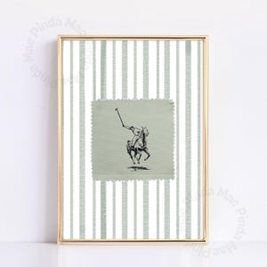 Vintage Rodeo Print: Striped Cowboy, Western Mid-Century Modern Wall Art