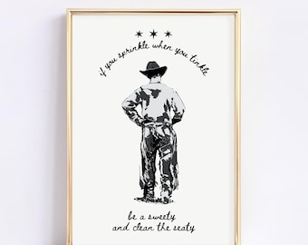 If You Sprinkle Western Bathroom Print, Neutral Cowboy Wall Art, Funny Bathroom Decor, Printable Bathroom Poster, Howdy Wall Decor, Dorm Art
