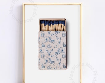 Blue Cowboy Matchbox Print: Vintage Western Art (Digital Download)
