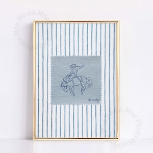 Stampa vintage a righe da rodeo, decorazione da parete per camera da letto in stile western, poster da cowboy, arredamento rustico moderno di metà secolo, stampa retrò con cavalli, grazioso arredamento per dormitorio