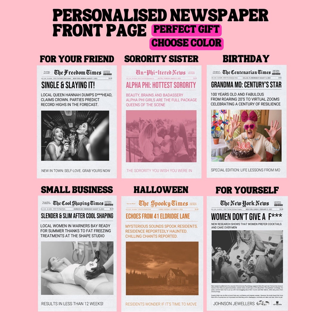 Newspaper Poster Gift, Newspaper Print Personalized, Custom Newspaper