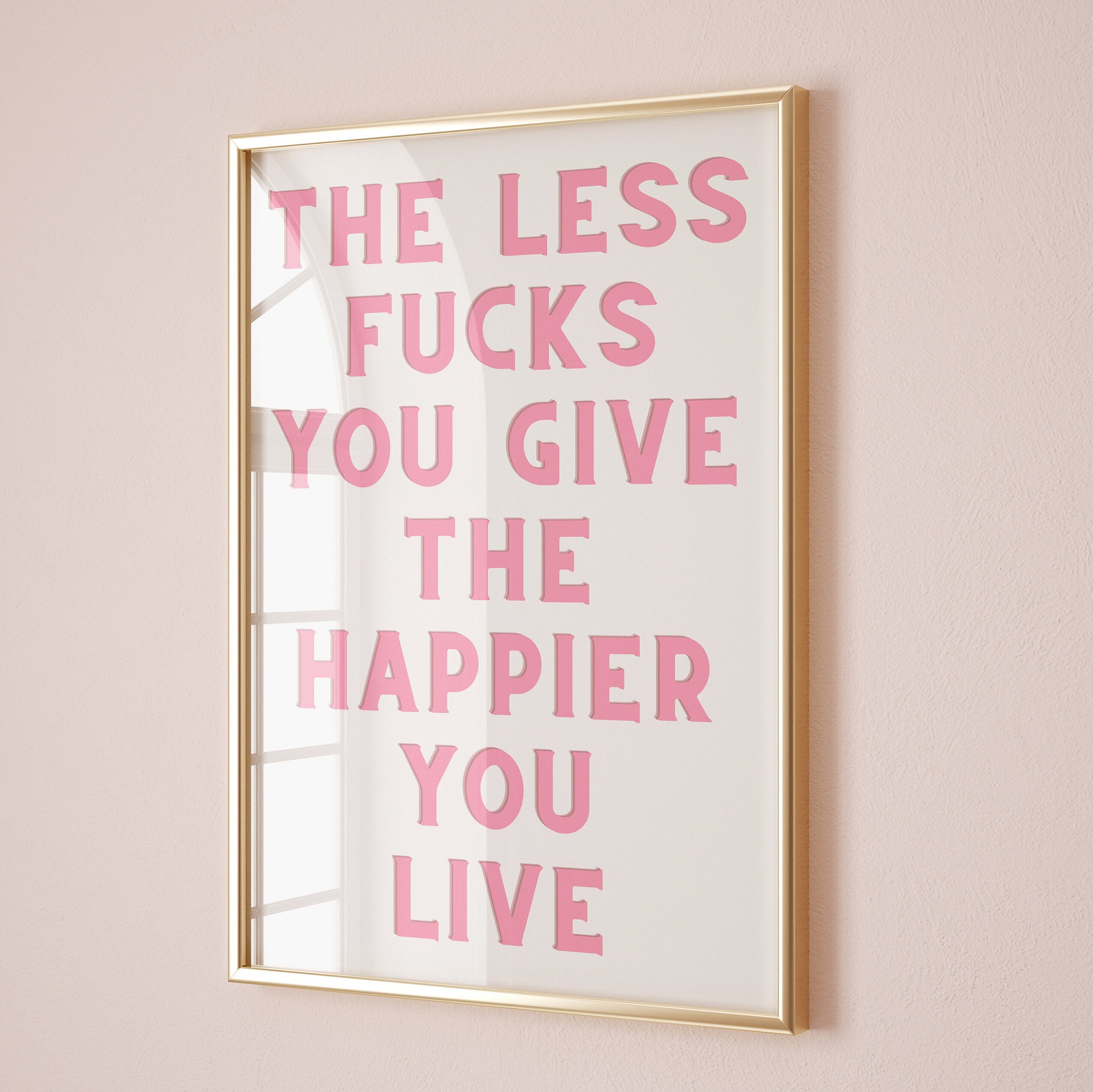 No Fucks Funny Pink Physical Wall Art Sweary Print Dressing Room Wall Art Funny Bathroom Quote Poster Trendy Dorm Bedroom Office Print