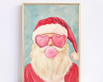 Pink Santa Print: Girly Christmas Wall Art (Digital Download)