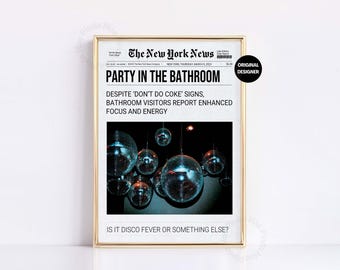 Trendy Don&#39;t Do Coke Newspaper Print, Disco Newspaper Poster, Funny Newspaper Headline Wall Art, Aesthetic Apartment Decor, College Dorm
