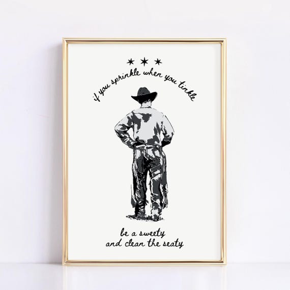 Funny Cowboy Bathroom Print: Western Humor Wall Art