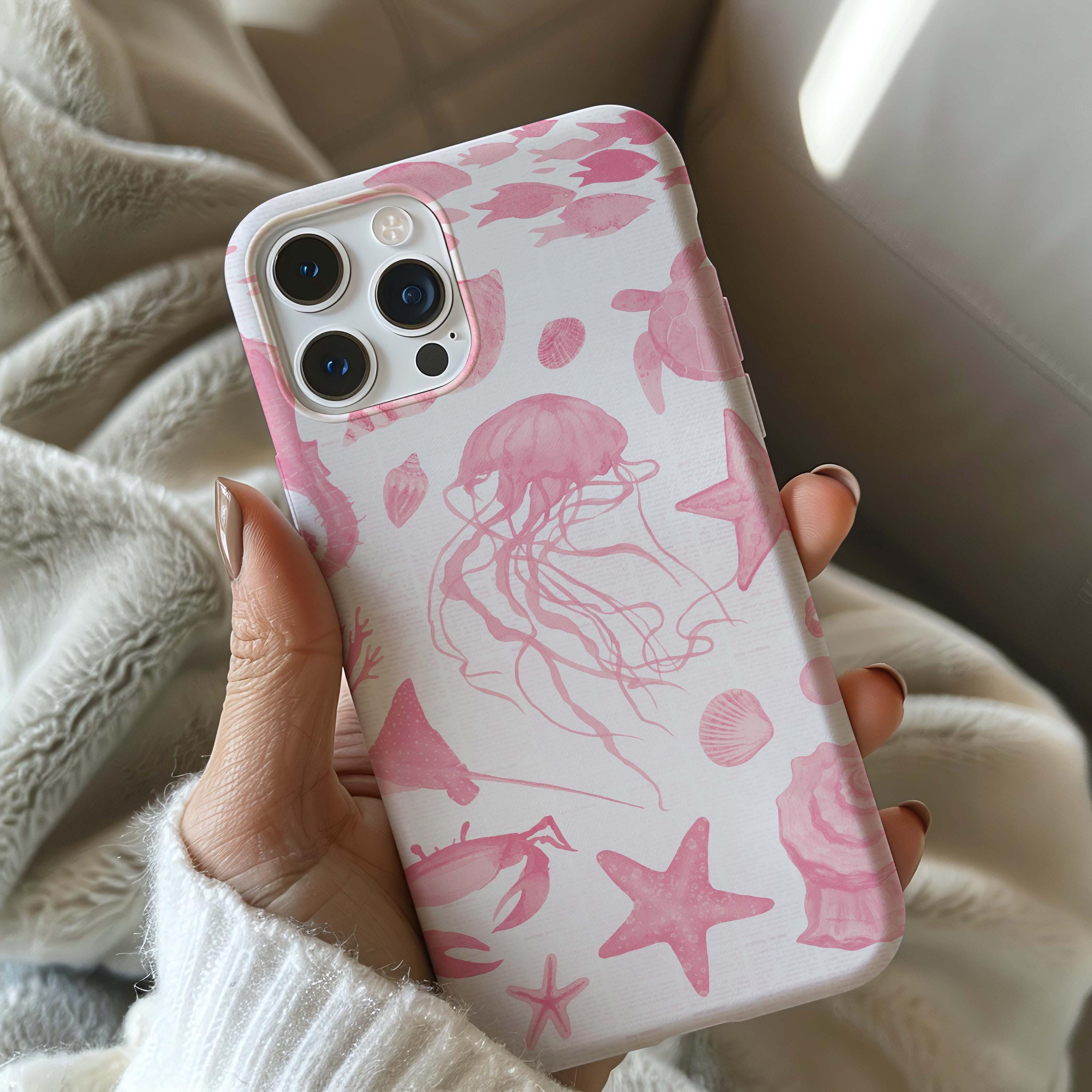 Pink Ocean Phone Case Phone Case Pink White Beachy iPhone