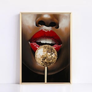 Lámina de arte de chica negra, arte de pared retro de los años 70, póster de moda, arte de pared moderno, decoración de apartamento retro, lámina de arte vintage, decoración de carrito de bar genial