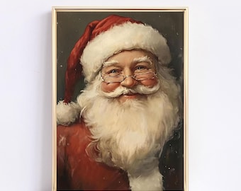 Vintage Weihnachtsmann Malerei: Rustikale Weihnachtswand Kunst (Digitaldruck)