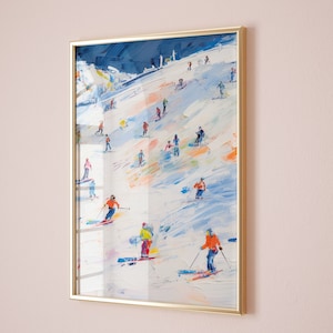 Ski Painting | Winter Home Decor | Skiing Gift | Digital Poster | Printable Wall Art | Retro Ski Wall Art Printable| Ski Mountain Wall Art