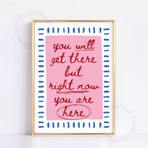 Pink Preppy Wall Art, Positive Saying Print, Trendy Poster Retro Aesthetic Print Cute Dorm Decor, Colorful Home Office Decor Uplifting Quote