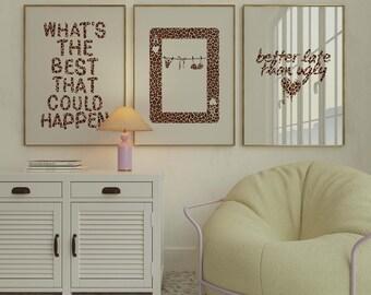 Leopard Print Set: Preppy Cheetah Dorm Decor Art Prints