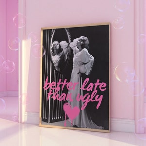 Trendy Aesthetics Decorating Dorm Girly Wallart Preppy Decorations Pink Graffiti Retro Poster Print Girly Bar Cart Decoration Funny Wall Art