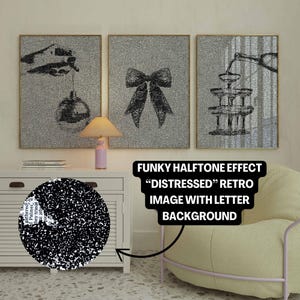 Set of 3 Digital Wall Art Prints, Disco Ball, Champagne and Bow, Download Dorm Decor, Black White Grunge Retro Prints, Preppy Posters Set