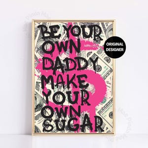 Preppy Graffiti Wall Art, Trendy Apartment Decor, Aesthetic Dorm Decor, Preppy Money Motivational Poster, Pink Funky Wall Art, Funny Dollar
