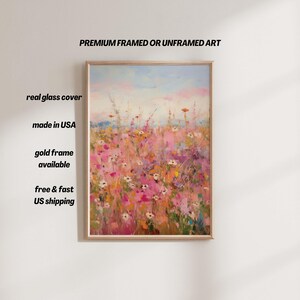 Framed Wildflower Wall Art: Cottagecore Floral Painting