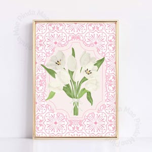 Pink Green Botanical Wall Art, Aesthetic Floral Print, Pink Green Art Print, Flowers Wall Decor, Minimalist art Print, Spring Wall Art